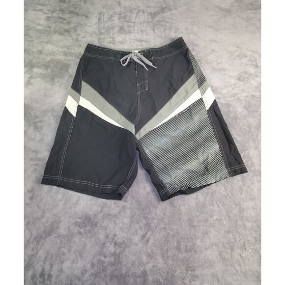 Oakley Size 36 Black Gray Board Shorts Surf Swim Trunks Men's Summer C26-31 - Picture 1 of 8